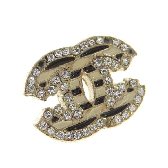 CHANEL Authentic Black Logo Earrings